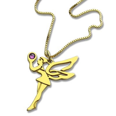 Fairy Birthstone Necklace for Girlfriend Gold Plated Silver 925 - Custom Jewellery By All Uniqueness
