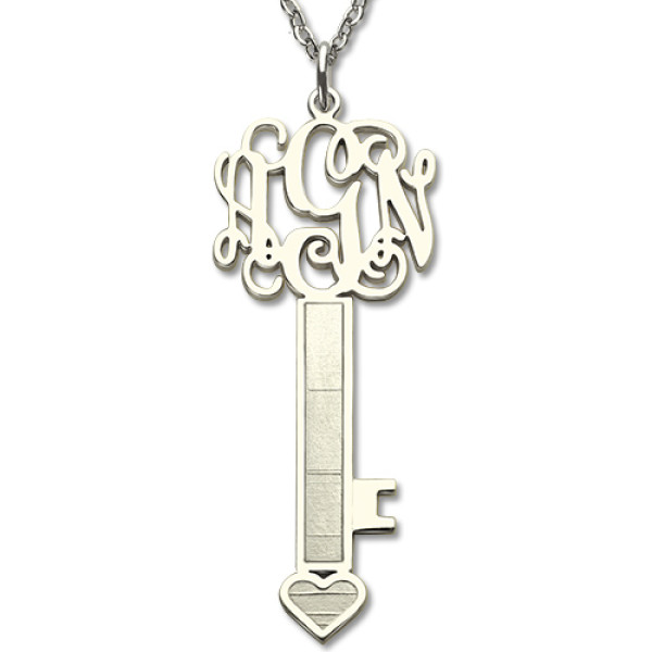 Key Necklace Silver with Monogram - Custom Jewellery By All Uniqueness