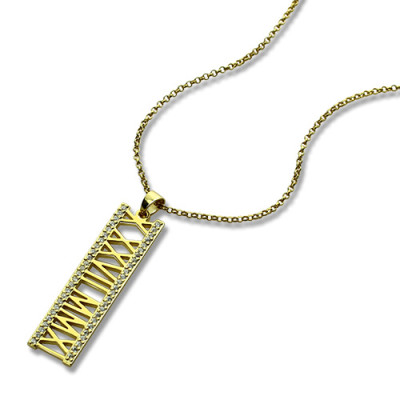 Gold Plated Roman Numeral Necklace With Birthstone - Custom Jewellery By All Uniqueness