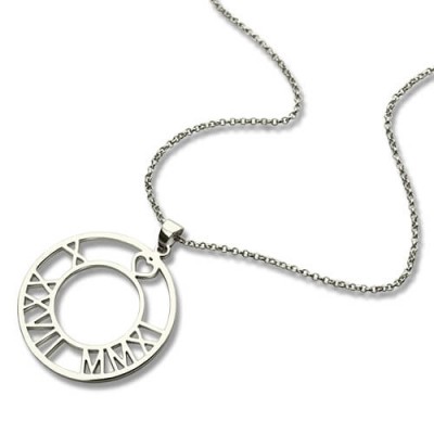Circle Roman Numeral Disc Necklace Silver - Custom Jewellery By All Uniqueness