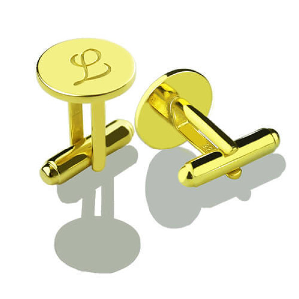 Custom Script Initial Cufflinks for Men Gold Plated - Custom Jewellery By All Uniqueness
