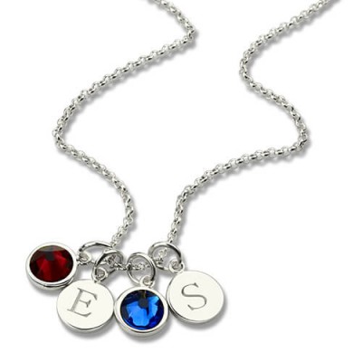 Double Initial Charm Necklace with Birthstone - Custom Jewellery By All Uniqueness