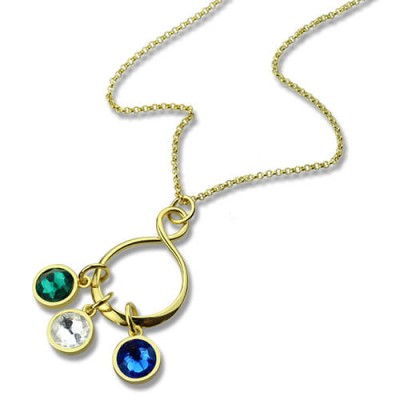 Family Infinity Necklace with Birthstones Gold Plate - Custom Jewellery By All Uniqueness