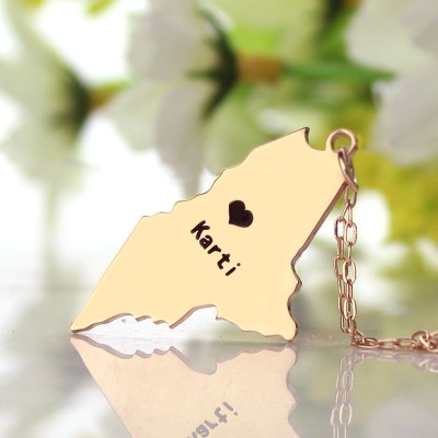 Custom Maine State Shaped Necklaces With Heart Name Rose Gold - Custom Jewellery By All Uniqueness