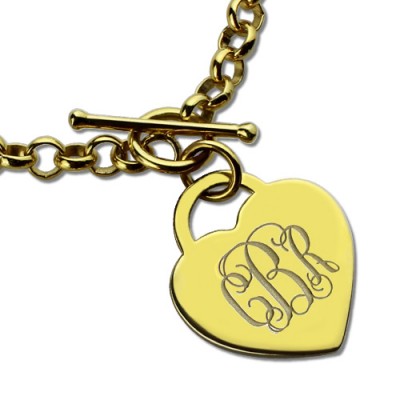 Heart Monogram Initial Charm Bracelets In Gold Plated - Custom Jewellery By All Uniqueness