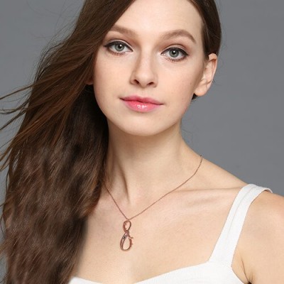 Vertical Infinity Sign Necklace with Birthstones Rose Gold Plated - Custom Jewellery By All Uniqueness