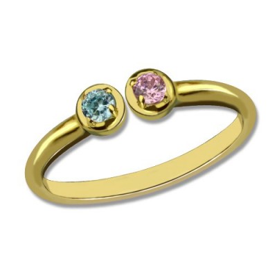 Dual Birthstone Ring Gold Plated - Custom Jewellery By All Uniqueness