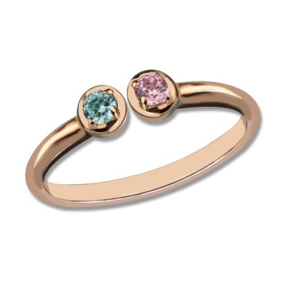 Dual Birthstone Ring Rose Gold Plated Silver - Custom Jewellery By All Uniqueness