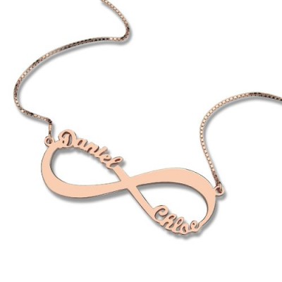 Rose Gold Plated Double Name Infinity Necklace - Custom Jewellery By All Uniqueness