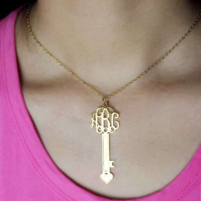 Gold Plated Key Monogram Initial Necklace - Custom Jewellery By All Uniqueness