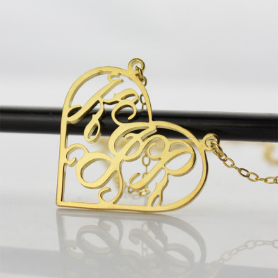 Gold Initial Monogram Heart Necklace - Custom Jewellery By All Uniqueness