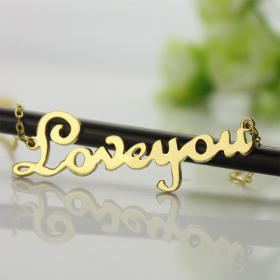 Gold Plated French Font I Love You Name Necklace - Custom Jewellery By All Uniqueness