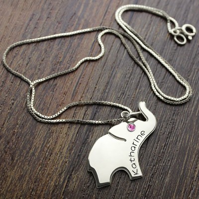 Good Luck Gifts - Elephant Necklace Engraved Name - Custom Jewellery By All Uniqueness