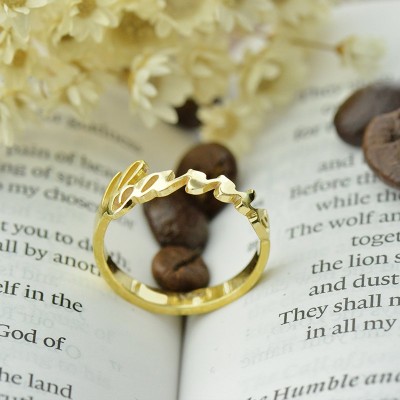 Custom Carrie Name Rings Gold Plated - Custom Jewellery By All Uniqueness