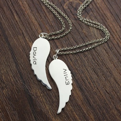 Custom Cute His and Her Angel Wings Necklaces Set Silver - Custom Jewellery By All Uniqueness
