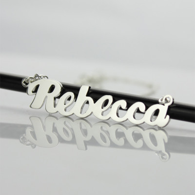 White Gold Plated Puff Font Name Necklace - Custom Jewellery By All Uniqueness