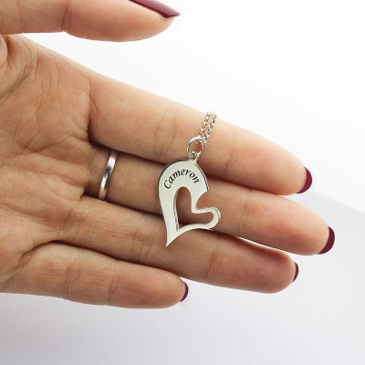 Breakable Heart Name Necklace for Couples Silver - Custom Jewellery By All Uniqueness