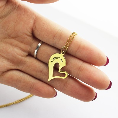 Double Name Heart Friend Necklace Couple Necklace Set Gold Plated - Custom Jewellery By All Uniqueness