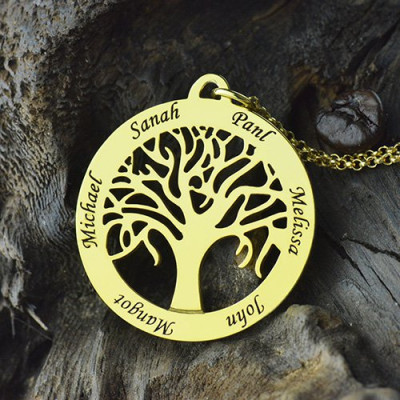 Tree of Life Jewellery Family Name Necklace in Gold Plated - Custom Jewellery By All Uniqueness