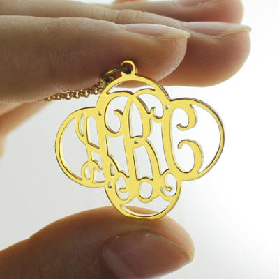 Cut Out Clover Monogram Necklace Gold Plated - Custom Jewellery By All Uniqueness