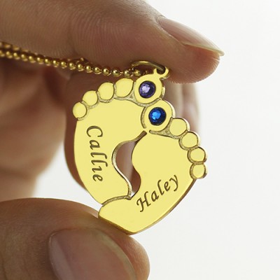 Birthstone Baby Feet Charm Pendant Gold Plated - Custom Jewellery By All Uniqueness