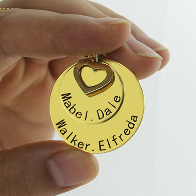 Disc Family Jewellery Necklace Engraved Name Gold Plated - Custom Jewellery By All Uniqueness
