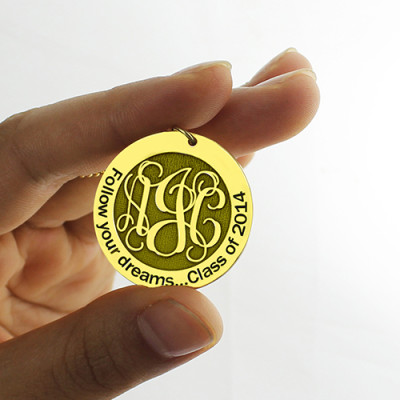 Follow Your Dreams Disc Monogram Necklace Gold Plated - Custom Jewellery By All Uniqueness
