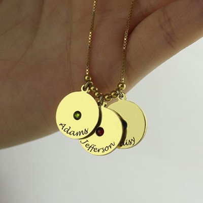 Mother s Disc and Birthstone Charm Necklace Gold Plated - Custom Jewellery By All Uniqueness