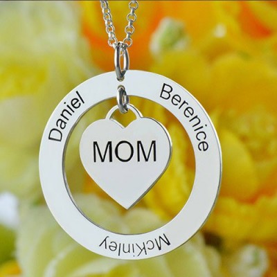 Family Names Necklace For Mom Silver - Custom Jewellery By All Uniqueness