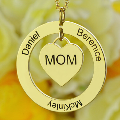 Family Names Necklace For Mom Gold Plating - Custom Jewellery By All Uniqueness