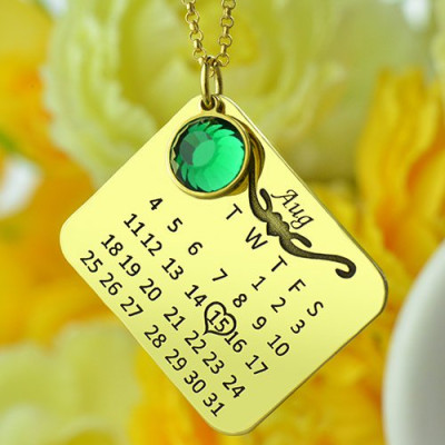 Birth Day Gifts - Birthday Calendar Necklace Gold Plated - Custom Jewellery By All Uniqueness