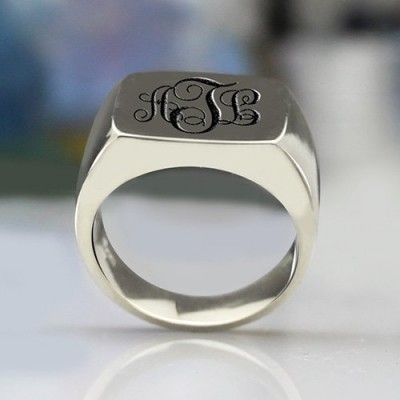 Signet Ring Silver with Monogram - Custom Jewellery By All Uniqueness