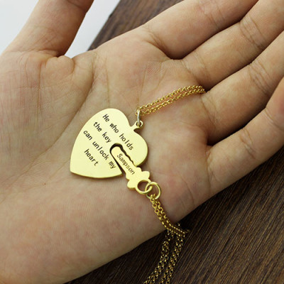 He Who Holds the Key Couple Necklaces Set Gold Plated - Custom Jewellery By All Uniqueness