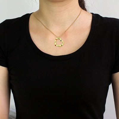 Gold Plated Birthstone Heart Necklace For Mother - Custom Jewellery By All Uniqueness