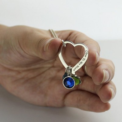 Open Heart Promise Phrase Necklace with Birthstone - Custom Jewellery By All Uniqueness
