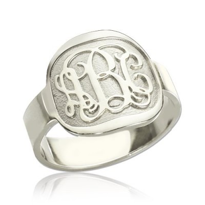 Engraved Designs Monogram Ring Silver - Custom Jewellery By All Uniqueness