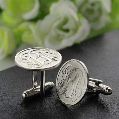 Engraved Cufflinks with Monogram Silver - Custom Jewellery By All Uniqueness