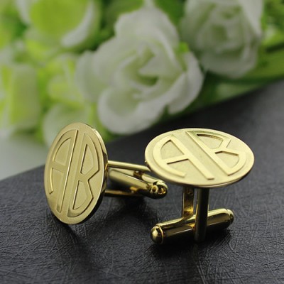 Cufflinks for Men with Block Monogram Gold Plated - Custom Jewellery By All Uniqueness