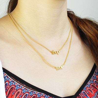 Double Layer Mini Name Necklace Gold Plated - Custom Jewellery By All Uniqueness