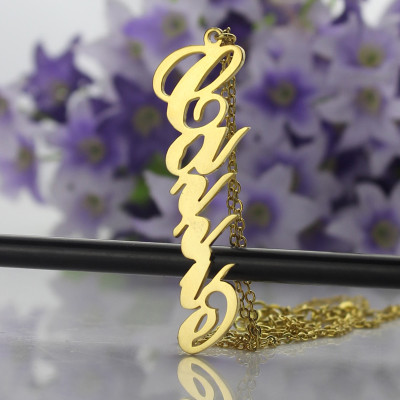 Gold Vertical Carrie Style Name Necklace - Custom Jewellery By All Uniqueness