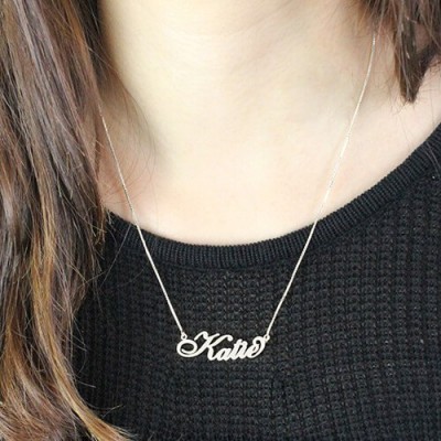 Nameplate Necklace Carrie Stering Silver - Custom Jewellery By All Uniqueness