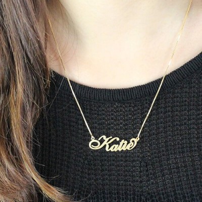 Necklace Nameplate Carrie in Gold Plated - Custom Jewellery By All Uniqueness