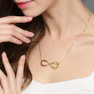 Heart Infinity Necklace 3 Names Gold Plated - Custom Jewellery By All Uniqueness