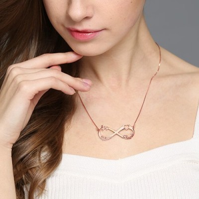 Heart Infinity Necklace 3 Names Rose Gold Plated - Custom Jewellery By All Uniqueness