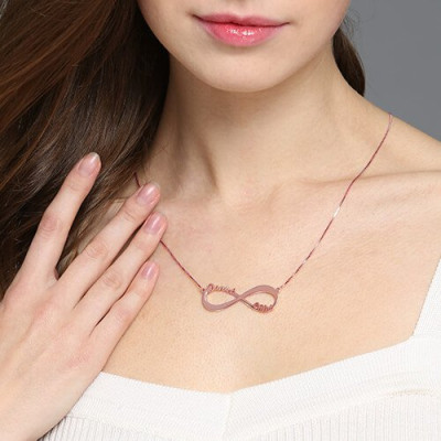 Rose Gold Plated Double Name Infinity Necklace - Custom Jewellery By All Uniqueness