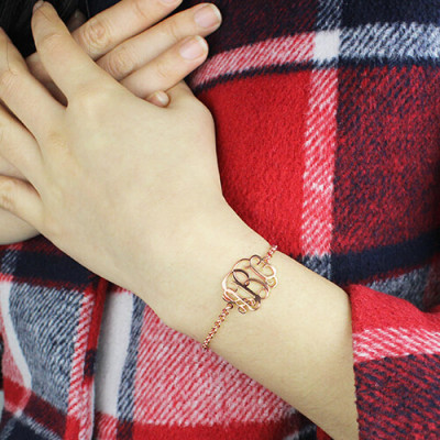Rose Gold Plated Silver Monogram Bracelet - Custom Jewellery By All Uniqueness