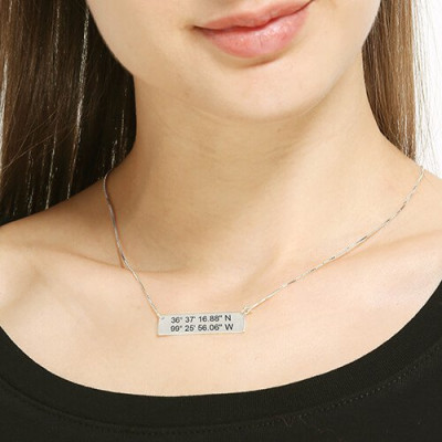 Custom Silver Latitude Longitude Coordinates Address Necklace - Custom Jewellery By All Uniqueness