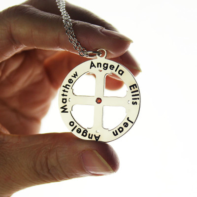 Family Circle Cross Name Necklace Silver - Custom Jewellery By All Uniqueness