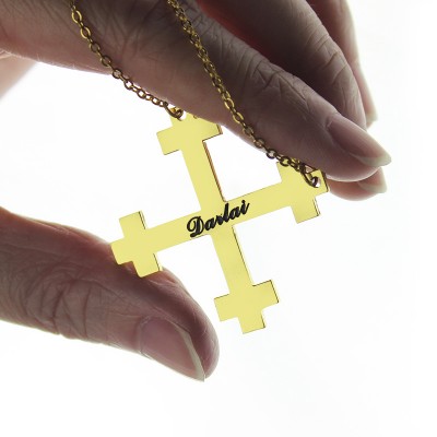 Gold Plated Silver Julian Cross Name Necklaces Troubadour Cross - Custom Jewellery By All Uniqueness