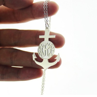 Silver Anchor Monogram Initial Necklace - Custom Jewellery By All Uniqueness